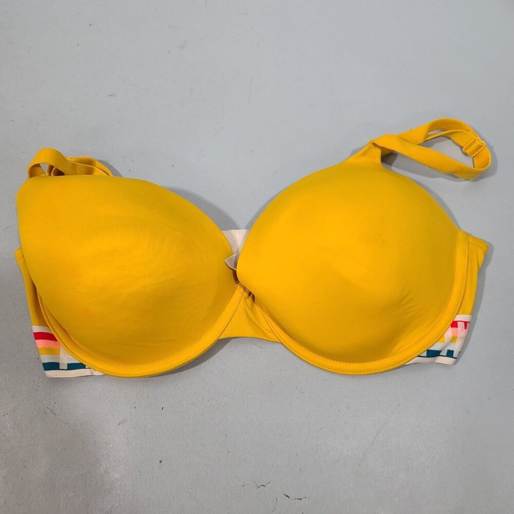 Pink Victoria's Secret Wear Everywhere T-Shirt Lightly Lined Bra 36D Yellow